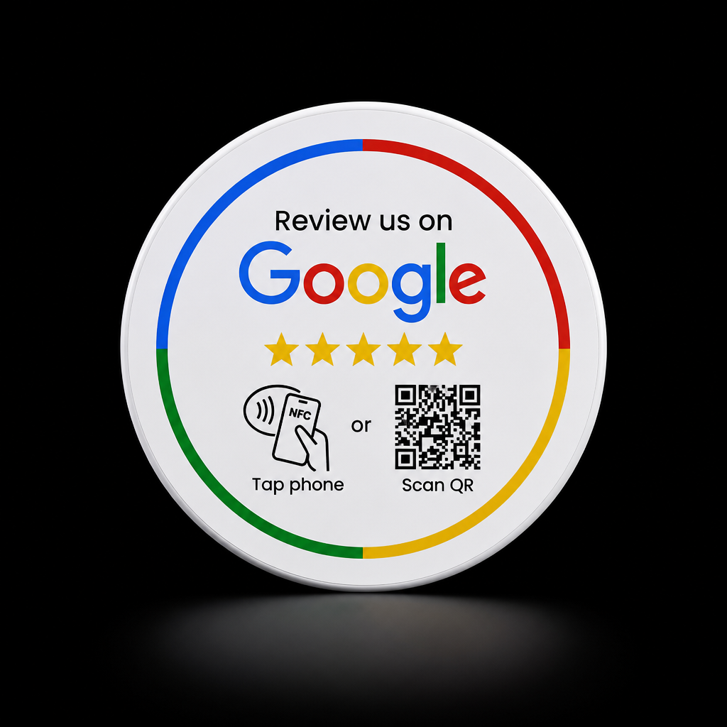 Weisses NFC Pad für Google-Bewertungen