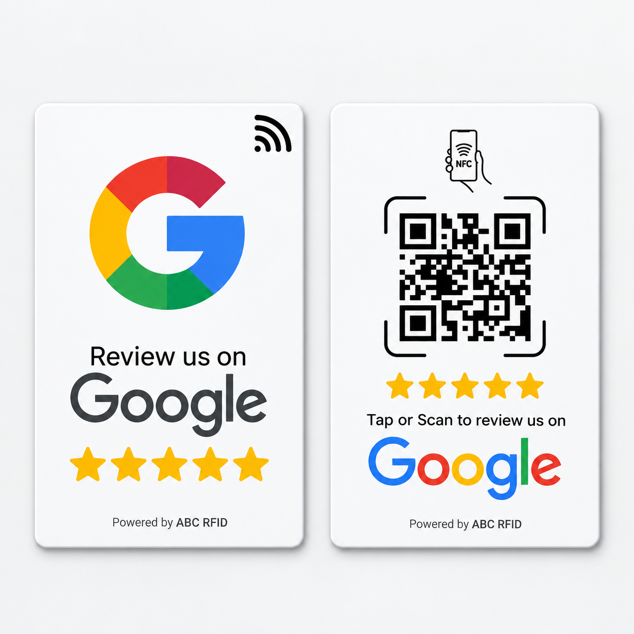 Weisse NFC-Visitenkarte – Vorder- und Rückseite